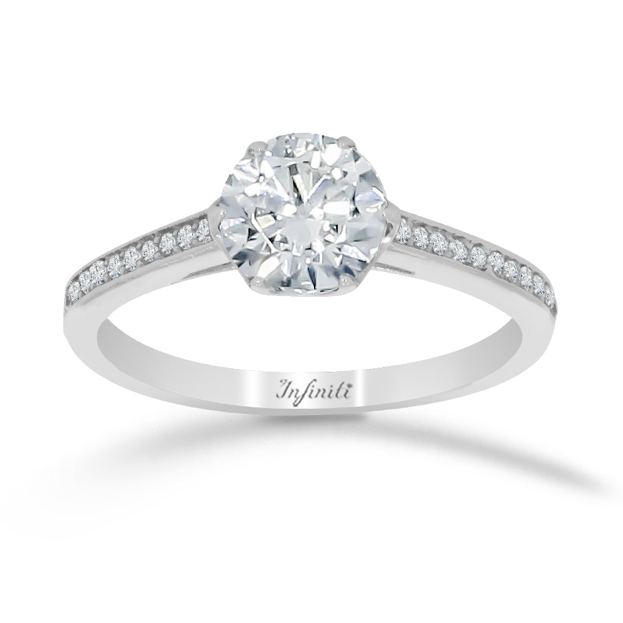 Diamante Anillos De Compromiso Oro Blanco Y Zirconia Alianzas De