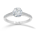 Anillo Oro Blanco 14k, Pavé Zirconia Central 6.5 mm