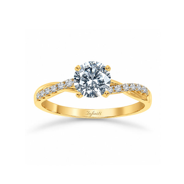 Anillo Oro 14k - Estilo Trenzado Zirconia Central 6 mm