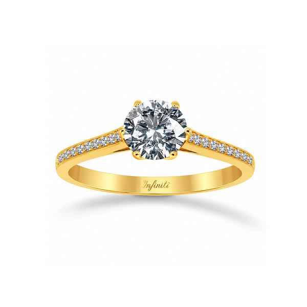 Anillo Oro Amarillo 14k, Estilo Pavé Zirconia 6.5 mm