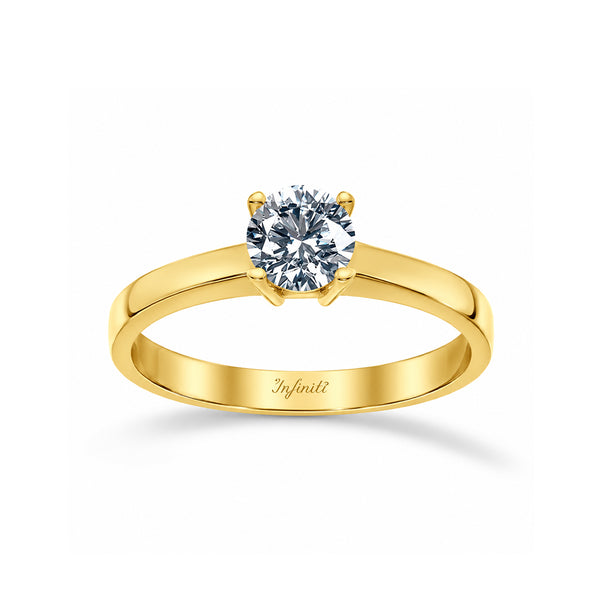 Anillo Oro 14k - Solitario Zirconia Central 5 mm