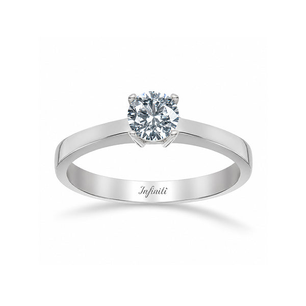 Anillo Oro Blanco 14k - Solitario Zirconia Central 5 mm