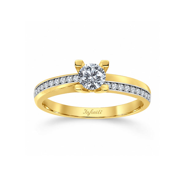 Anillo Oro 14k - Pavé Zirconia Central 4.5 mm