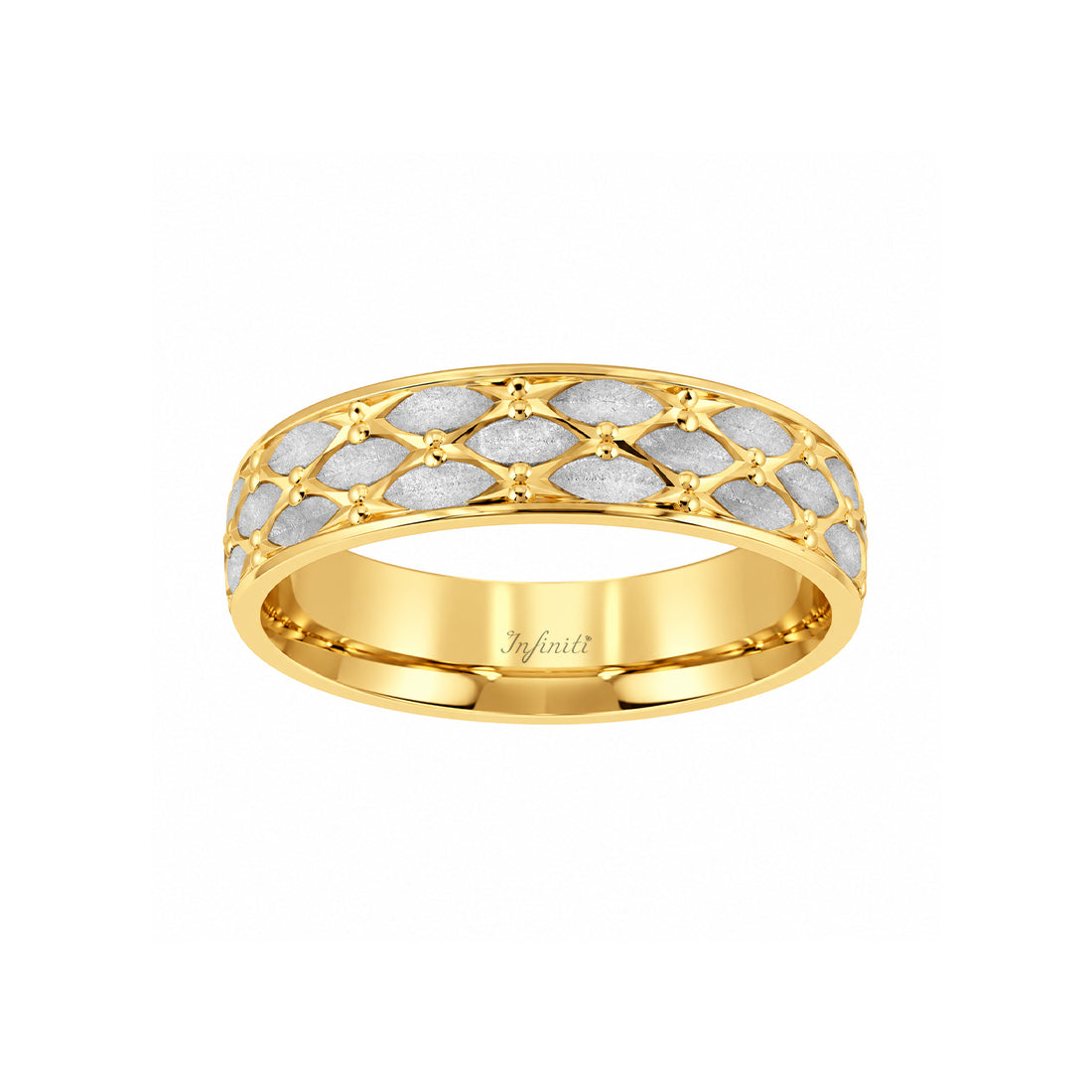 Argolla Oro Combinado 14k - Platinada, Ancho 5 mm