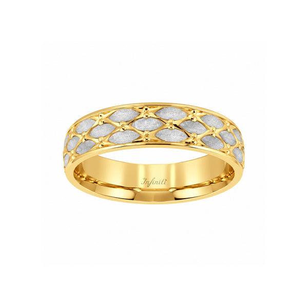 Argolla Oro Combinado 14k - Platinada, Ancho 5 mm