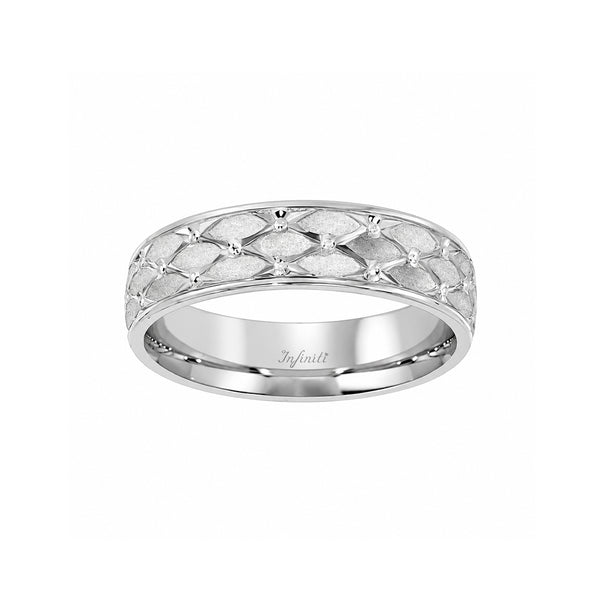 Argolla Oro Blanco 14k - Platinada, Ancho 5 mm
