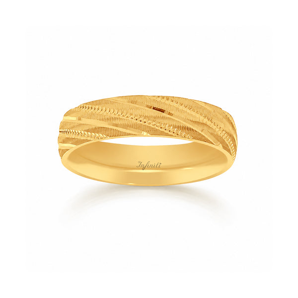 Argolla Oro 14k - Acabado Facetado con Confort, Ancho 5 mm