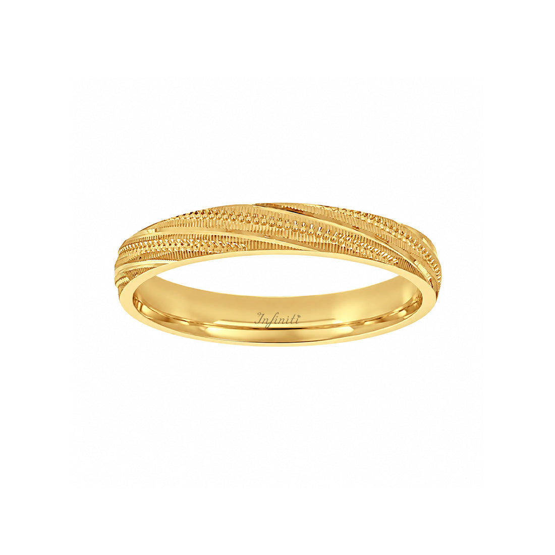 Argolla Oro 14k - Acabado Facetado con Confort, Ancho 3 mm