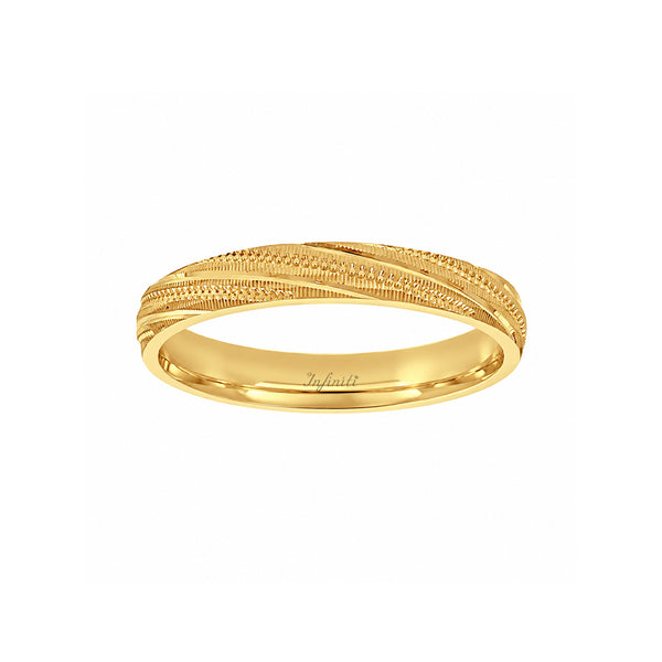 Argolla Oro 14k - Acabado Facetado con Confort, Ancho 3 mm