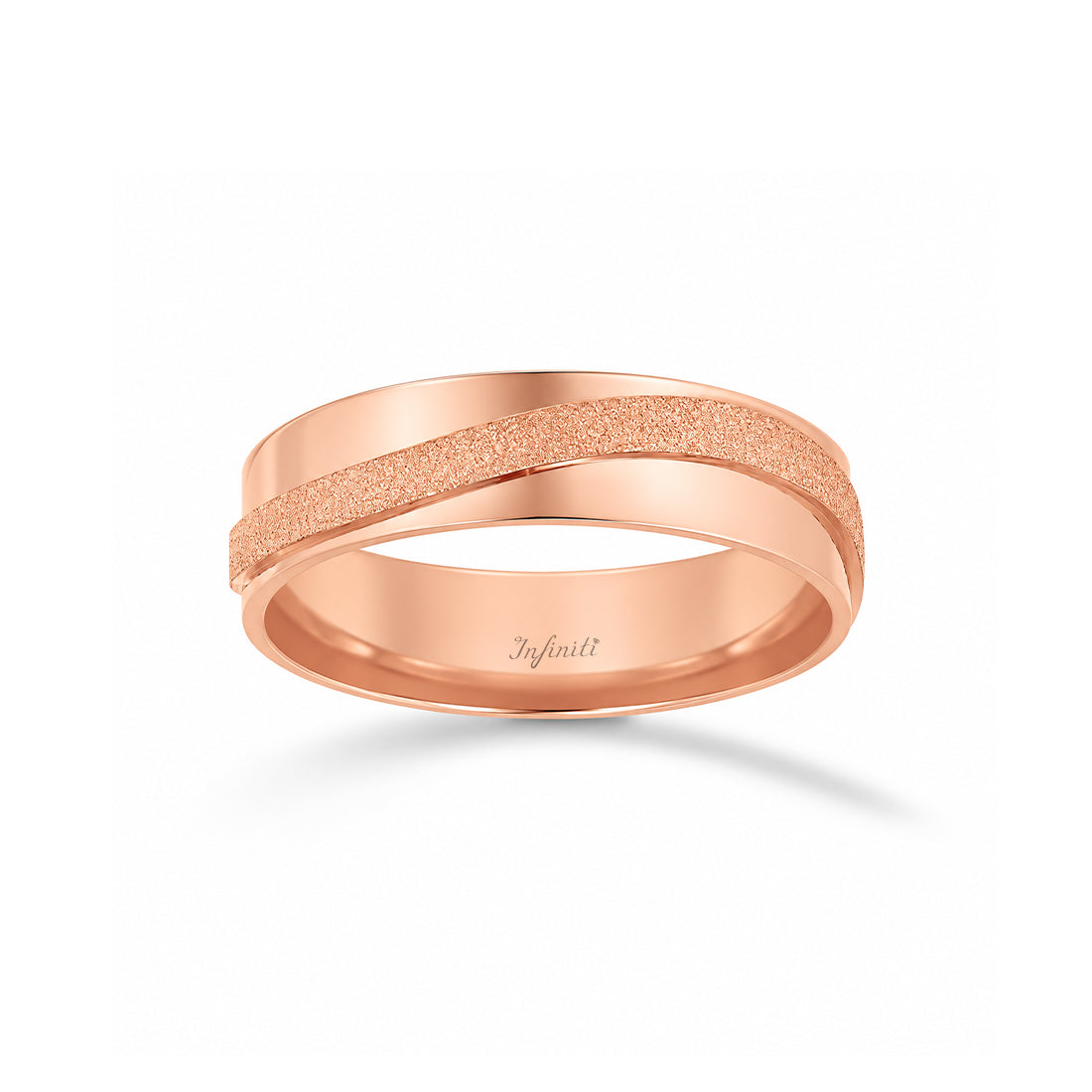 Argolla Oro Rosa 14k - Acabado Liso Línea Mate con Confort, Ancho 5 mm