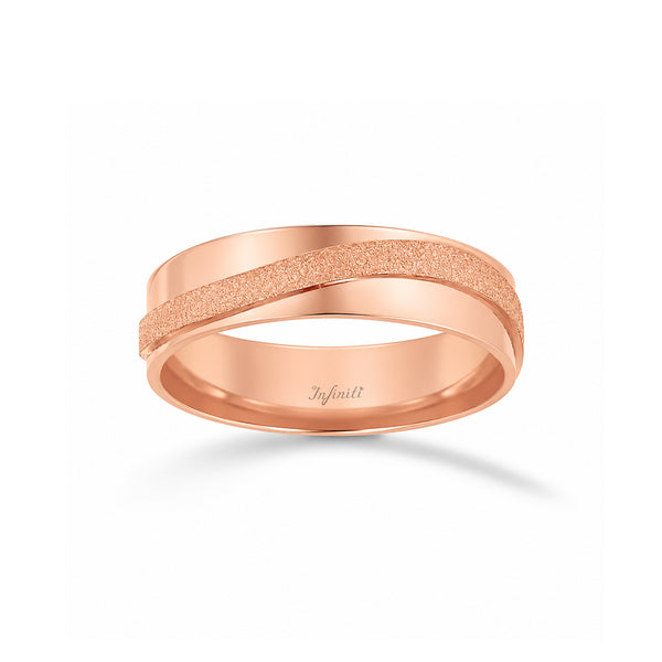 Argolla Oro Rosa 14k - Acabado Liso Línea Mate con Confort, Ancho 5 mm