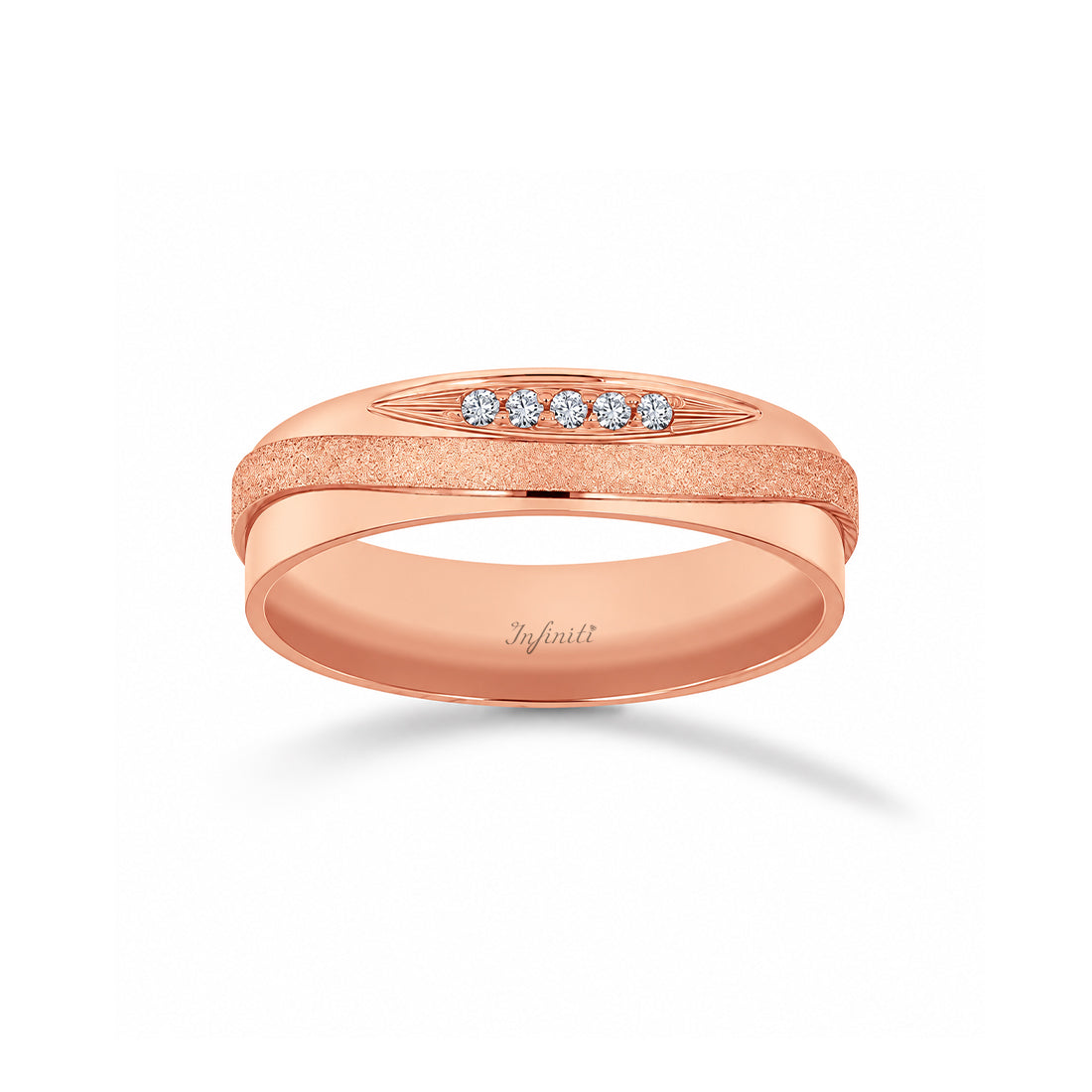 Argolla Oro Rosa 14k - Acabado Liso Línea Mate con Confort, Ancho 5 mm