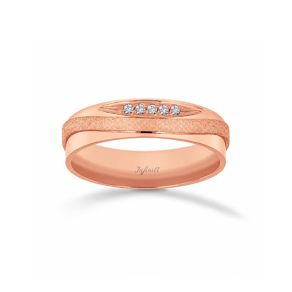 Argolla Oro Rosa 14k - Acabado Liso Línea Mate con Confort, Ancho 5 mm