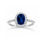 Anillo Oro Blanco 14k - Halo Zafiro Zirconia con Laterales
