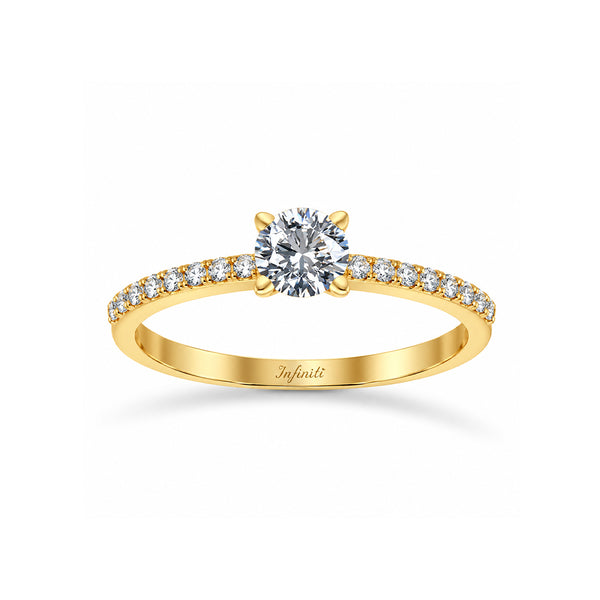 Anillo Oro 10k, Estilo Pavé con Zirconia 4 mm