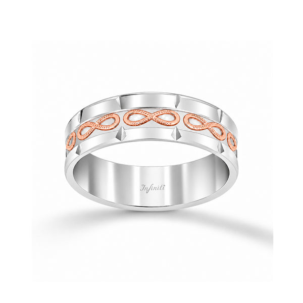 Argolla Oro Blanco 14k - Infinitos Rosas, 6 mm