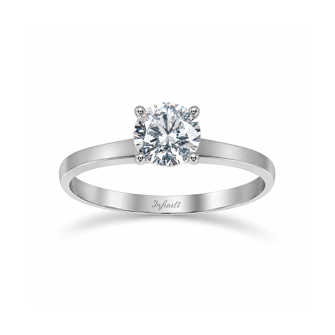 Anillo Oro Blanco 10k - Solitario Zirconia 5.5 mm
