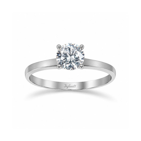 Anillo Oro Blanco 10k - Solitario Zirconia 5.5 mm