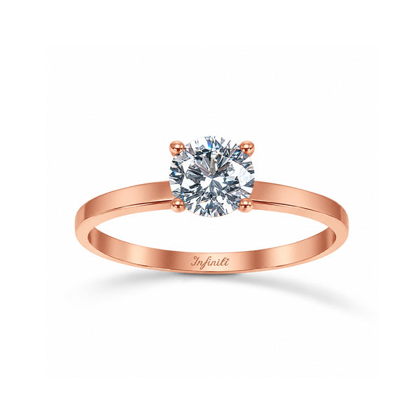 Anillo Oro Rosa 10k - Zirconia 5.5 mm
