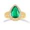 Anillo Oro 14k - Halo con Zirconia de Pera Verde 12.5 mm