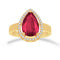 Anillo Oro 14k - Halo con Zirconia de Pera Roja 12.5 mm