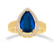 Anillo Oro 14k - Halo con Zirconia de Pera Azul 12.5 mm