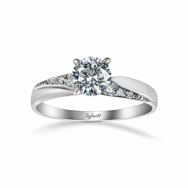 Anillo Oro Blanco 10k - Zirconia 5.5 mm