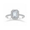 Anillo Oro Blanco 14k - Corte Esmeralda con Halo 7x5 mm