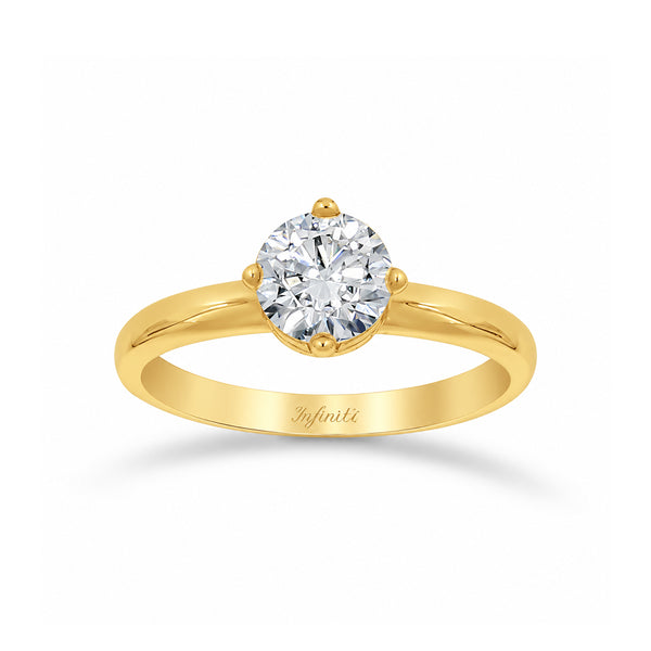 Anillo Oro 14k - Solitario Zirconia 6 mm