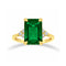 Anillo Oro 14k - Esmeralda Sintética y Zirconias Laterales