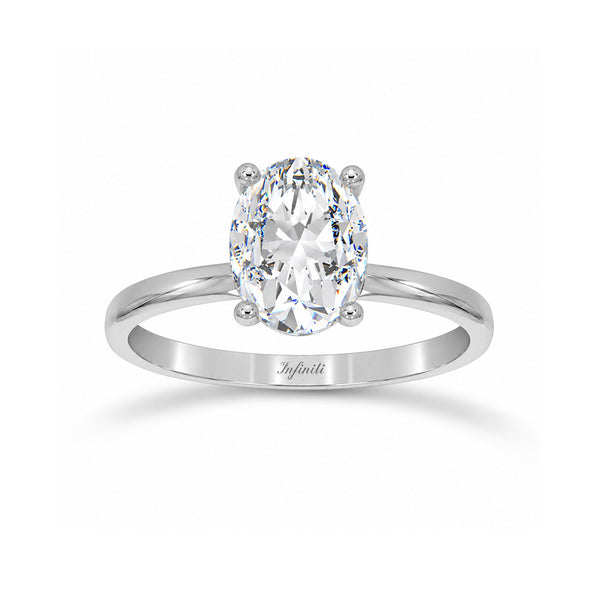 Anillo Oro Blanco 14k - Zirconia Oval