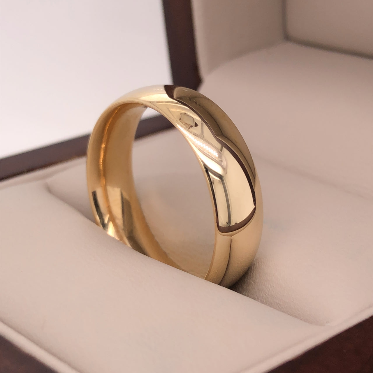 Argolla Oro 10k/14k - 6 mm Lisa Media Caña con Confort