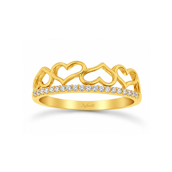 Churumbela Oro 10k, Corazones y Zirconias de 1 mm