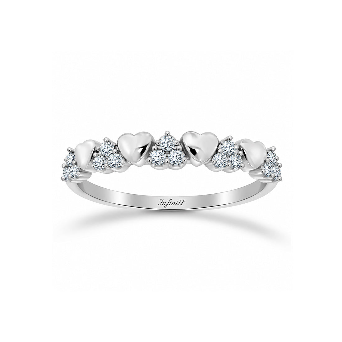 Churumbela Oro Blanco 10k, Corazones con Zirconias 1 mm