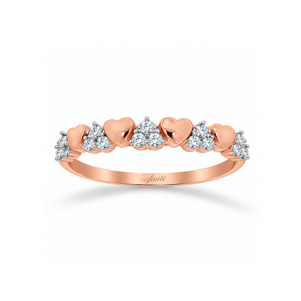 Churumbela Oro Rosa 10k - Corazones con Zirconias 1 mm