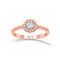 Anillo Oro Rosa 10k, Halo Solitario, Zirconia Central 3.20 mm