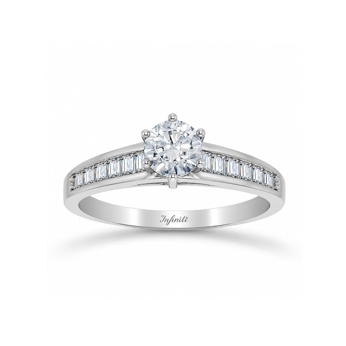 Anillo Oro Blanco 10k, Zirconia Central de 4.50 mm