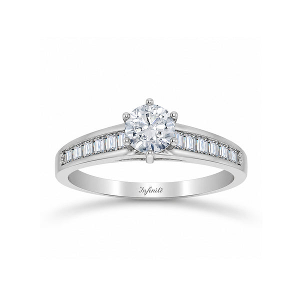 Anillo Oro Blanco 10k, Zirconia Central de 4.50 mm