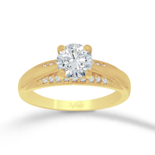 Anillo Oro 10k, Zirconia Central de 6 mm