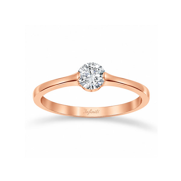 Anillo Oro Rosa 10k, Zirconia Central de 4.25 mm