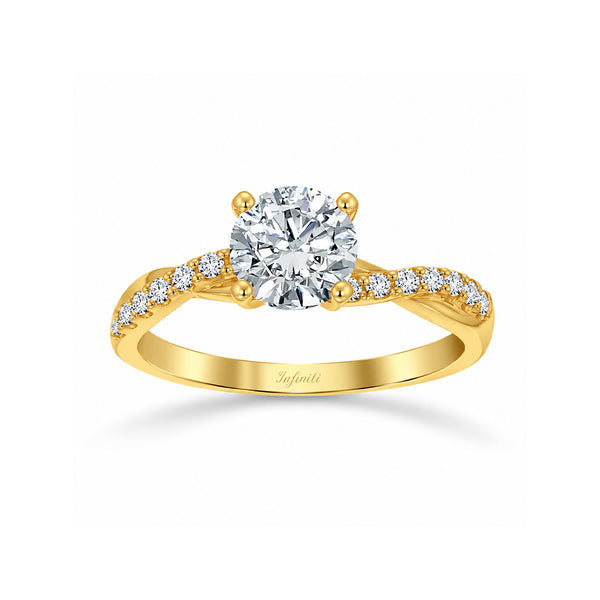 Anillo Oro 10k, Estilo Trenzado Zirconia Central 6 mm