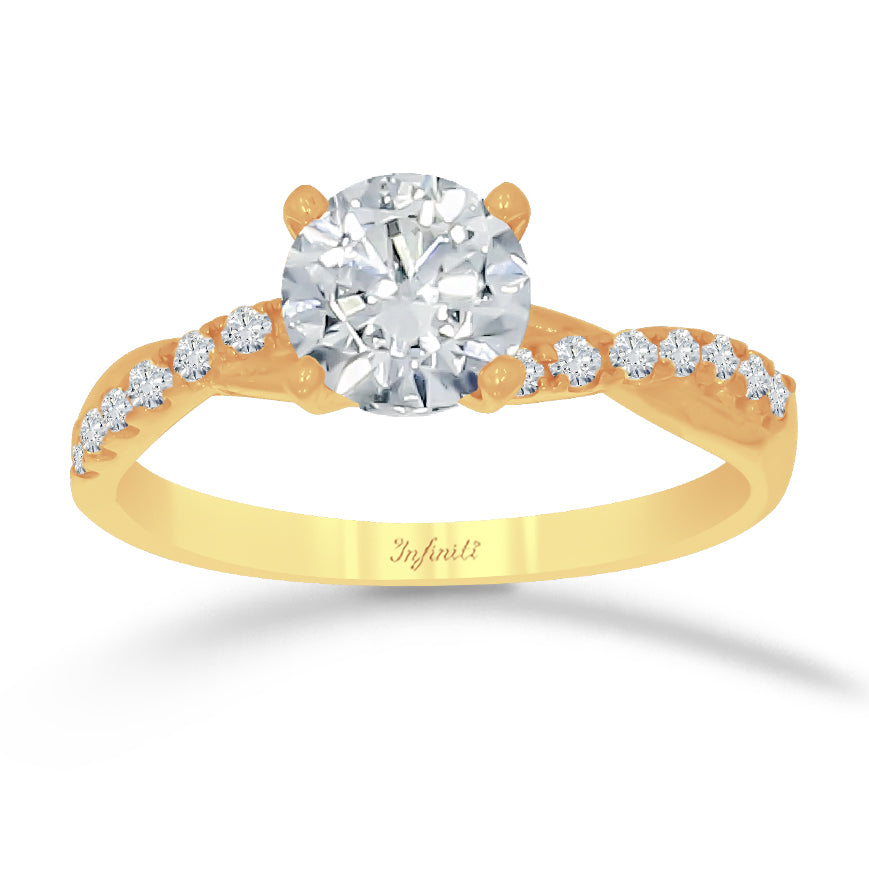 Anillo Oro 10k, Estilo Trenzado Zirconia Central 6 mm