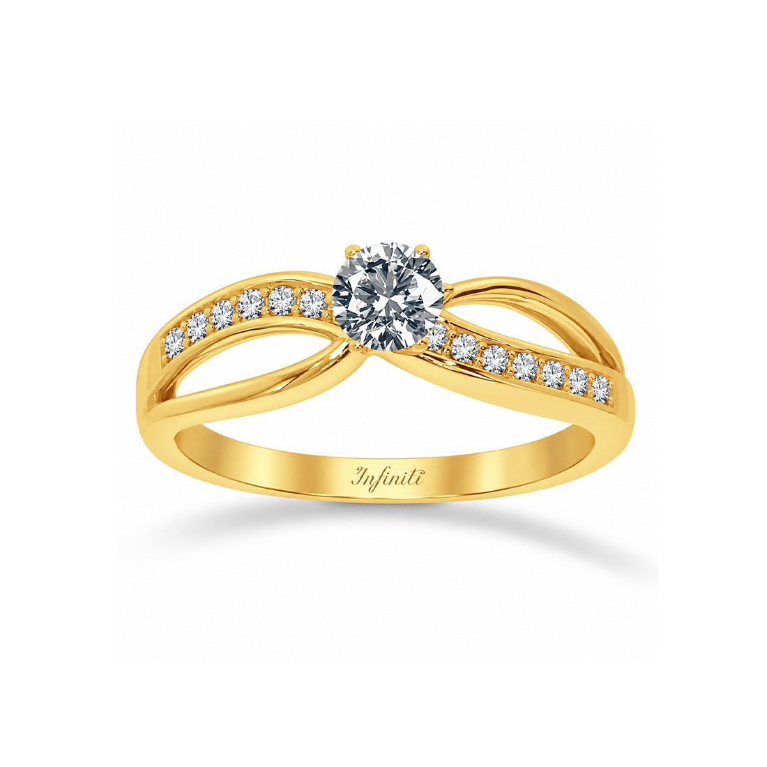 Anillo Oro 10k - Estilo Infinito Zirconia Central 4 mm