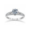 Anillo Oro Blanco 10k, Estilo Pavé Doble con Zirconia Central 6 mm