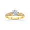 Anillo Oro 10k, Estilo Pavé Doble con Zirconia Central 6 mm