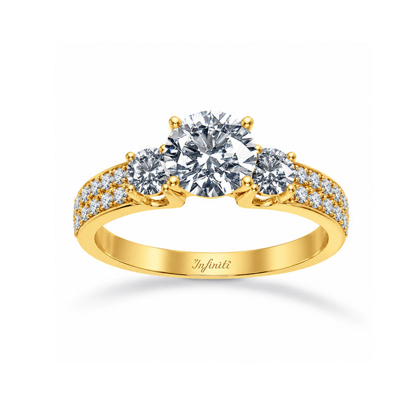 Anillo Oro 10k - Estilo Tres Piedras Zirconia Central 6.30 mm