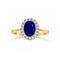 Anillo Oro 10k, Halo con Zafiro 8x6 mm