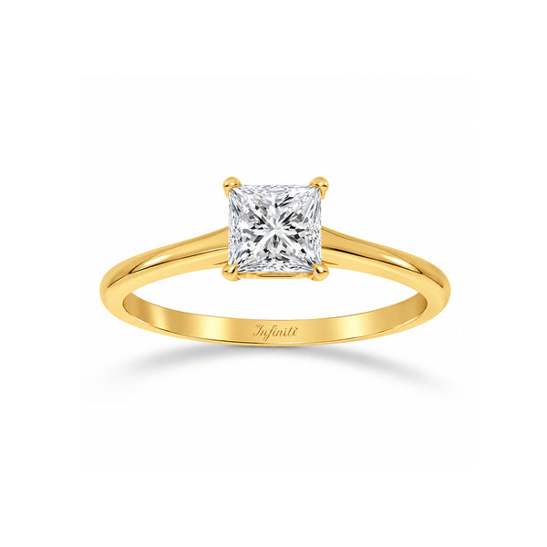 Anillo Oro 10k - Zirconia Princess de 5 mm