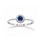 Anillo Oro Blanco 10k, Halo con Zirconia Zafiro