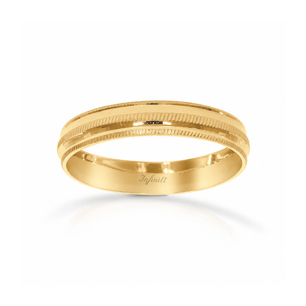 Argolla Oro Amarillo 10k - Diamantada con Bisel Liso, Ancho de 4 mm